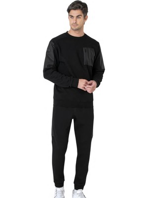 Pierre Cardin %100 Pamuk Erkek 3 Iplik Şardonlu Eşofman Takım, Bisiklet Yaka Kolları Manşetli, Dar Paça ve Cep Detaylı