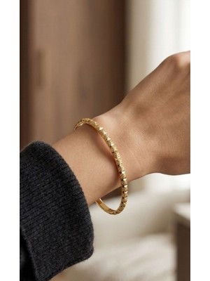 Hg.Aksesuar 22 Ayar Altın Kaplama Dokulu Bilezik