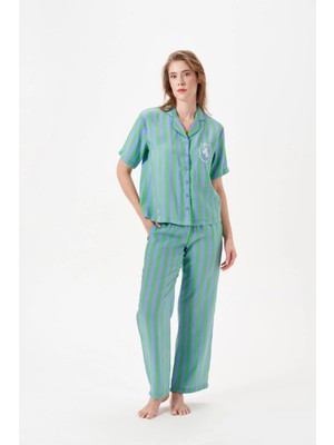 Ang Butik Pjs 29043 Kadın Düğmeli Pijama Takımı