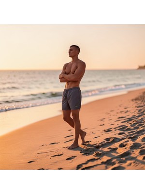 Eleven Markets Renkli Deniz Şortu Cep Fermuarlı Astarlı Havuz Şortu