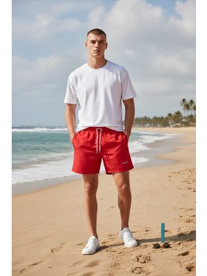 Eleven Markets Renkli Deniz Şortu Cep Fermuarlı Astarlı Havuz Şortu