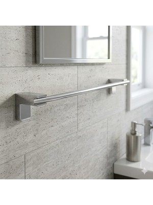 Alz Banyo Tam Paslanmaz Platin Uzun Havluluk Duvara Monteli Krom Banyo Aksesuarı 40CM