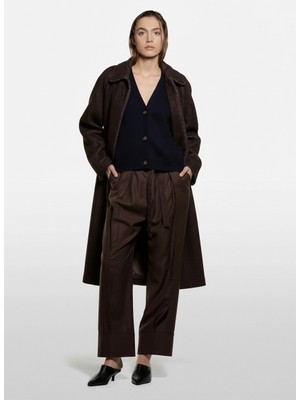 Sisley Viskoz ve Yün Karışımlı Önü Düğmeli Hırka Kadın Lacivert Hırka - 325A102HM602Q