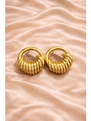 Ascera Halka Formlu Gold Renk Çelik Küpe
