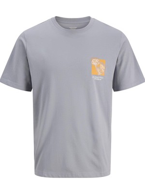 Jack & Jones Originals Erkek Tişört Göğüs Baskılı Kısa Kollu Bisiklet Yaka2.