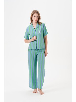 Pjs Kadın Yeşil Kısa Kol Pijama Takımı 29043