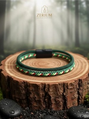Zerium Premium Örme Kordon Bileklik - Modern ve Sportif Paraşüt Ipi Bileklik Yeşil