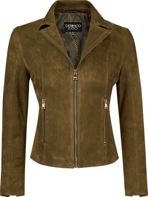 Derimod Lara Kadın Yeşil Kısa Süet Deri Ceket 26SGE588110
