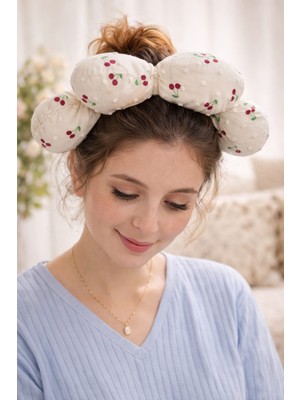 eklektis Kiraz Desenli Peluş Dolgulu Çiçek Taç