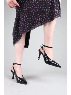 Birikon Jaen Bilek Bağlamalı Topuklu Ayakkabı Siyah