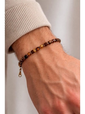 Doğal Kehribar Taşlı Unisex Bileklik – Hematit Ara Taşlı Şık Tasarım