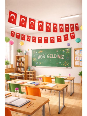 Pairla 23 Nisan Süsü 50'li Mini İpli Bayrak Baskılı Bayrak Seti