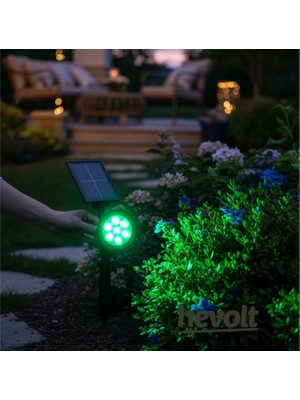 Hevolt Solar Güneş Enerjili Kazıklı 7W LED Çim & Bahçe Peyzaj Bitki Aydınlatma Armatürü 7 Ledli IP65 Korumalı 1 Adet