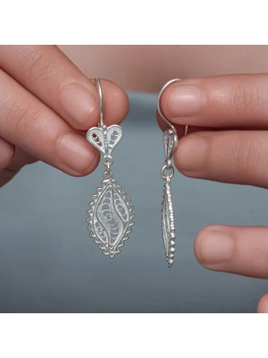 Gümüş Zarif Yaprak Telkari Kadın Küpe