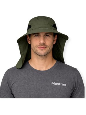 Mustran Uv Korumalı Sök Tak Maskeli Unisex Enseli Güneş Şapka Sinek Koruyucu Tarla Balıkçı Kamp Outdoor-Haki