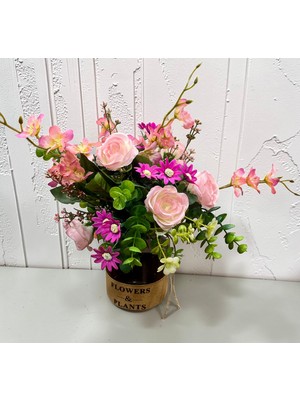 Sedosh Home Vision Pembe Gül Yapay Çiçek Aranjmanı Cam Vazoda Dekoratif