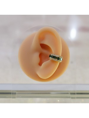 Merve Takı Yeşil Baget Taşlı Kıkırdak Küpe