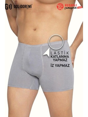 Gd Goldoremi Premium Erkek Iz Yapmaz Rahat Lastik Bambu Rahat Kutulu Tekli Boxer (Göbeği Olanların Vazgeçilmez)