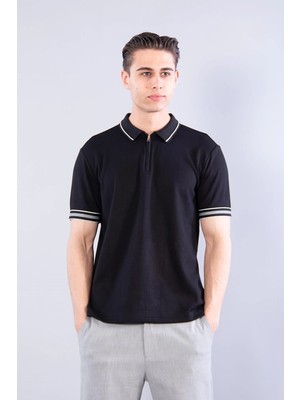 Mckanzie 4665 Modal Yakası Fermuarlı Yaka ve Kol Ucu Çizgili