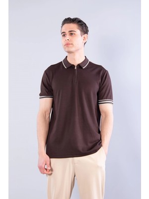 Mckanzie 4665 Modal Yakası Fermuarlı Yaka Ve Kol Ucu Çizgili