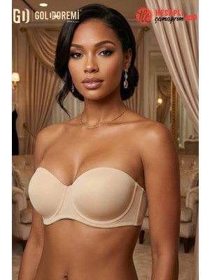 Le Jardin Premium Kadın Mikro Push-Up Destekli Dolgulu Straplez Askısız Kutulu Tekli Sütyen