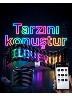 Marsilyan 16X96 LED Yazı Paneli 60 cm Esnek Rgb Işıklı Programlanabilir Ekran