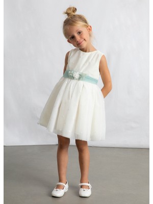 Mayoral 4-10 Yaş Arası Tüllü Işlemeli Elbise - Krem