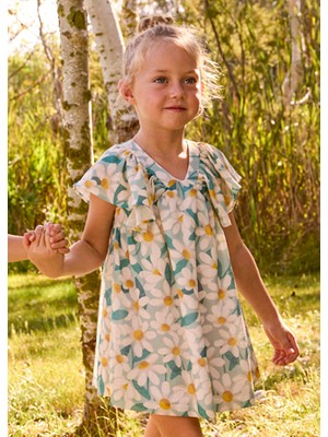 Mayoral 4-10 Yaş Arası Çiçek Baskılı Elbise - Yeşil