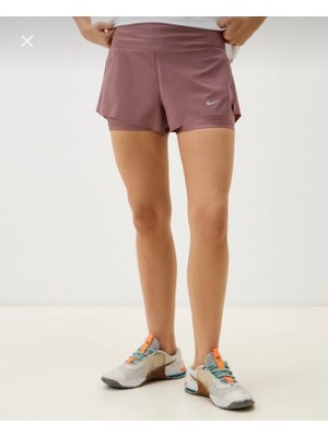 Nike Dri-Fit Swift Mid-Rise 8cm (Approx.) 2-In-1 Running Kahverengi Kadın Şort DX1029-208