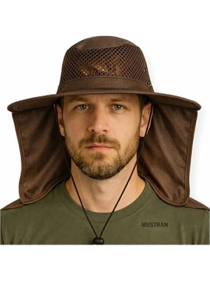 Mustran Yazlık Güneş Şapkası Güneş Korumalı Safari Outdoor Balıkçı Şapkası Ense Korumalı Unisex Kahverengi