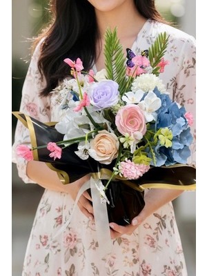 Sedosh Home Vision Renkli Kır Çiçeği Yapay Çiçek Aranjmanı Cam Vazoda Dekoratif