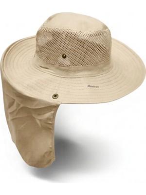 Mustran Yazlık Güneş Şapkası Uv Korumalı Fileli Safari Outdoor Balıkçı Şapkası Ense Korumalı Unisex – Krem