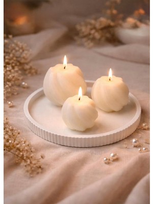 Yasmella Home Üçlü Burgu Mum ve Tepsi