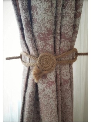 İsmiyle Al Fon Perde Aksesuarı Braçol Tül Perde Tutacağı Perde Süsü Spiral Jüt Halat Estetiği