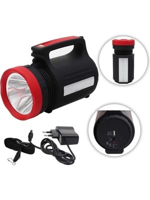 Sanec Baretta 5W Şarjlı Spot El Feneri ve LED Işıldak - Powerbank Özellikli Projektör