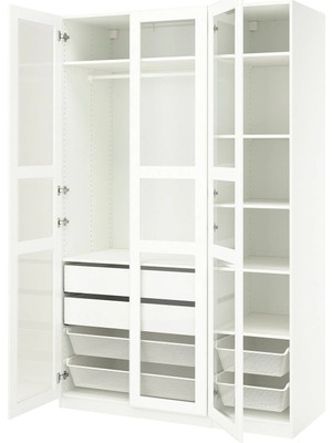 IKEA Beyaz Modern Kapaklı Gardırop