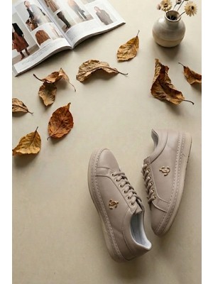 Ayakkabı Fuarı Elit BTFLRMRC-5400 Kadın Klasik Sneaker Bej