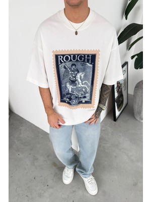 HAFKA Beyaz Holy Baskılı Premium Oversize Tişört