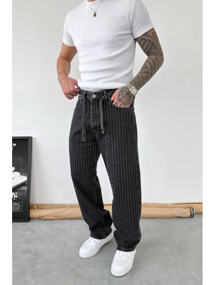 HAFKA Füme Kemerli Premium Tasarım Baggy Pantolon