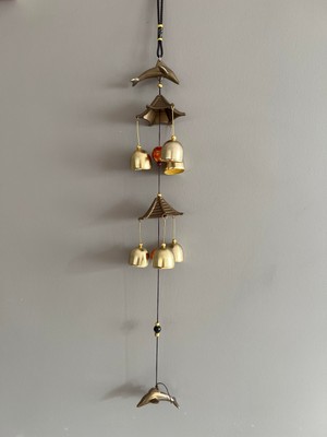 Miamantra Feng Shui Yunus Figürlü Çift Katlı Metal Rüzgar Çanı - 60 cm Uzunluk