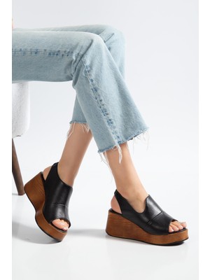 Suins Shoes Suins Luby Model Arkası Lastikli Dolgu Topuk Sandalet