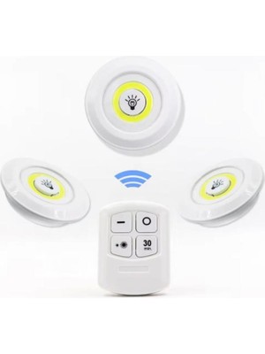 Sanec 3 Lü Kumandalı Yapışkanlı Kablosuz Pilli LED Spot Lamba Işıldak