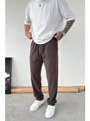 HAFKA Kahverengi Fitilli Basic Relaxed Pantolon