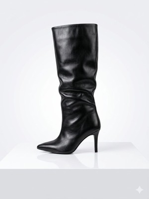 papucumun dünyası Yüksek Topuklu Uzun Cilt Deri  Çizme