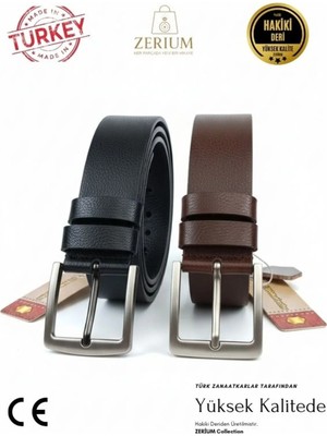 Zerium Hakiki Deri Lüx 2’li Erkek Kemer Seti 120 cm Dual Leather Classic Set – %100 Deri