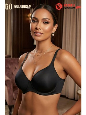 Le Jardin Premium Büyük Beden Kadın Mikro Kaplı Silikonlu Dolgulu Destekli Balenli Yumuşak Kutulu Tekli Sütyen