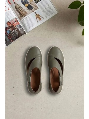 Ayakkabı Fuarı Elit 26YSLNVT01C Kadın Hakiki Deri Casual Ayakkabı Yeşil