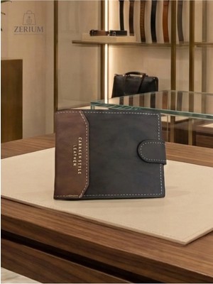 Zerium Elegant Bi-Color Leather Style Pu Deri Erkek Cüzdan Kartlık