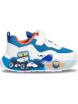 Pepino FY26-2185 Bebe Erkek Çocuk Işıklı Yürüyüş Ayakkabısı Beyaz - Mavi