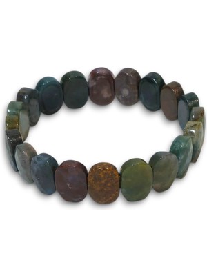 Pozitif Doğal Taş Faset Kesim Kan Taşı Bileklik Elastik Yapılı 605-3